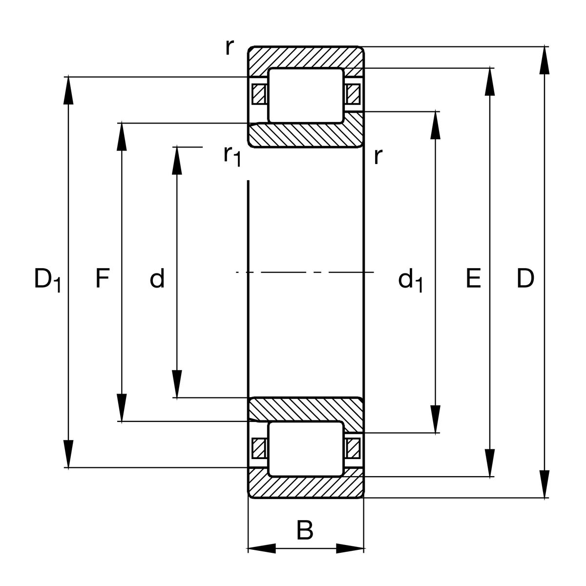 NJ2232-E-XL-M1 Cylindrical Roller Bearing drawing NJ2232-E-XL-M1 Cylindrical Roller Bearing drawing