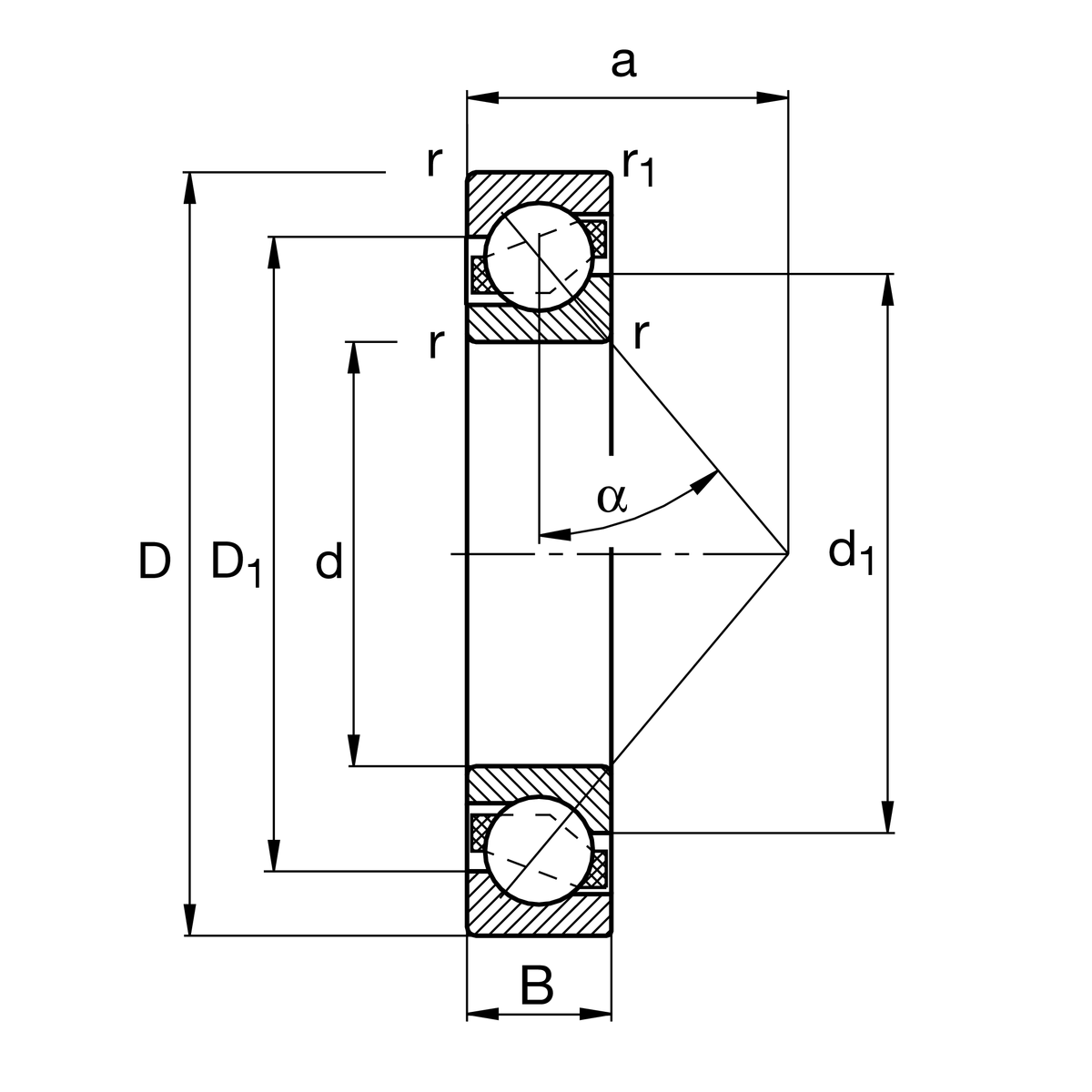 719/560-MP Angular Contact Ball Bearing drawing 719/560-MP Angular Contact Ball Bearing drawing