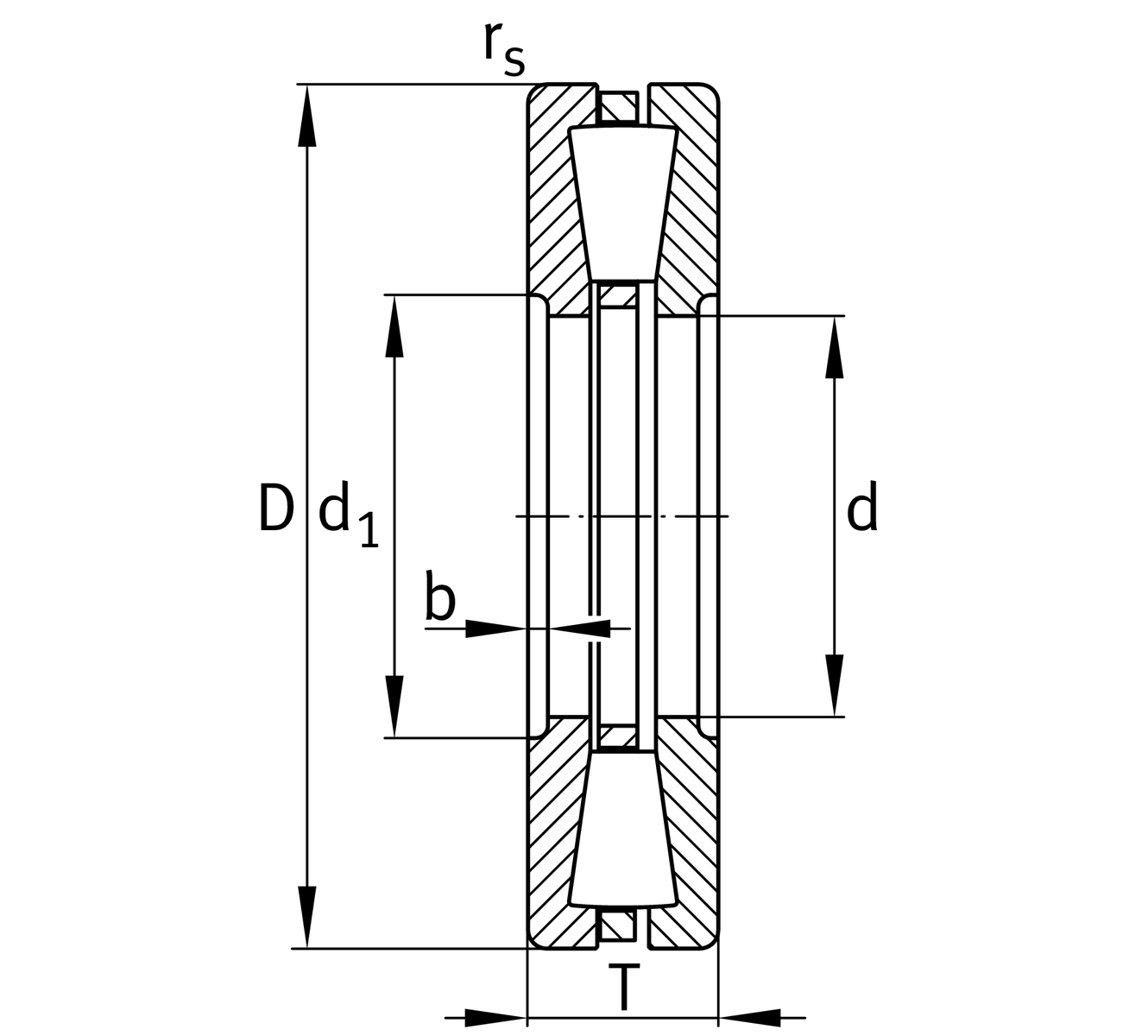 drawing of KT921 Axial Tapered Roller Bearing drawing of KT921 Axial Tapered Roller Bearing